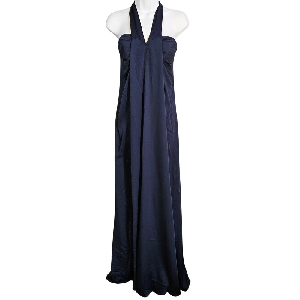 Dessy Collection‎ Midnight Whisper Convertible Satin Gown Size 4R NWT Holiday